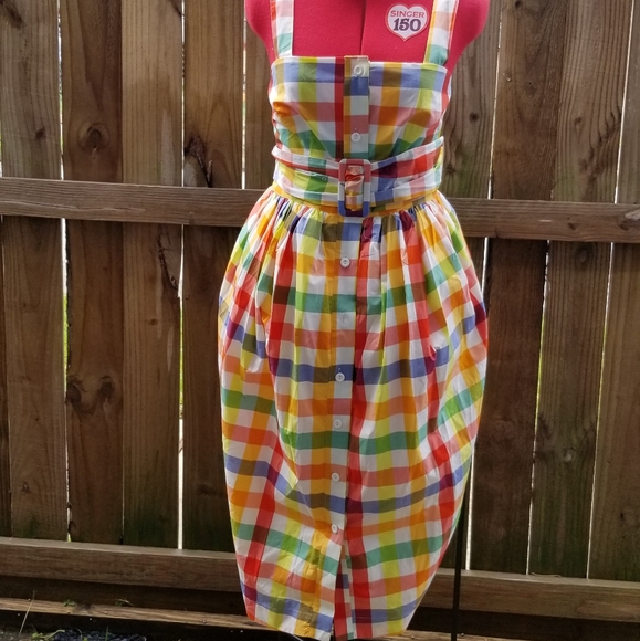 Christopher John Rogers Dresses & Skirts - Christopher John Rogers X Target rainbow couture pinup Plaid pride retro dress